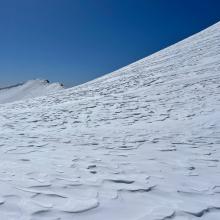 Example of light wind effected snow above treeline