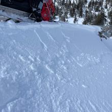 West wind loading east aspects. Touchy cornices and slabs along ridges