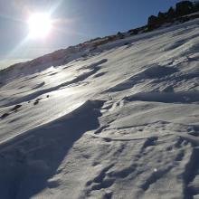 Snow surfaces above treeline in Avalanche Gulch