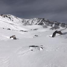 Looking up Avalanche Gulch from 50/50 flat.