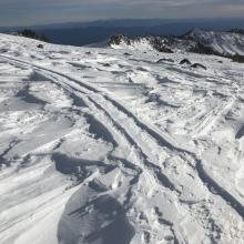 Wind effect at 8,500 feet on a southerly facing slope, Mount Shasta