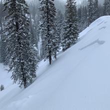 D2 storm slab, 6,300 feet, below treeline