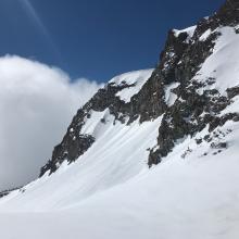 Minor roller balls on steep, sunny, easterly aspects