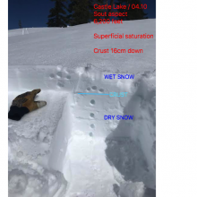 Snowpack structure on south aspect 6,200 feet