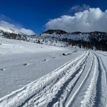 Everitt Memorial Hwy above the gate at Bunny Flat. Please adhere to all restricted, non-motorized areas