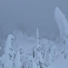 Cornices along ridge